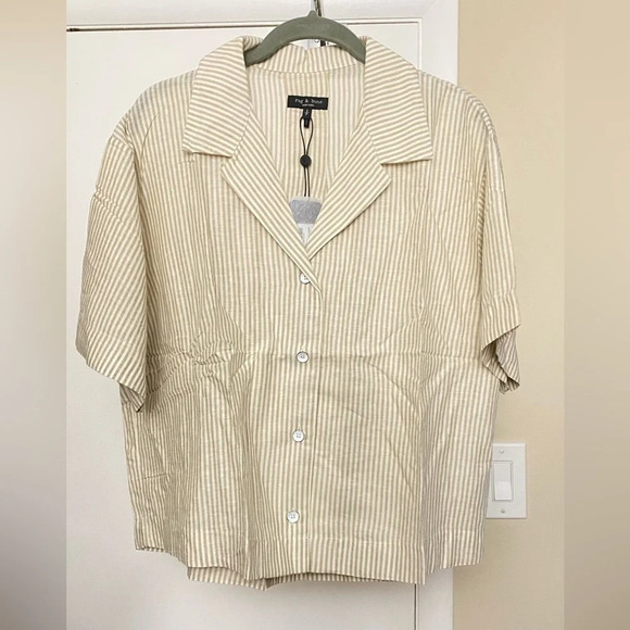 NWT Rag & Bone Beige Reed Stripe Shirt Size Small - Picture 4 of 10